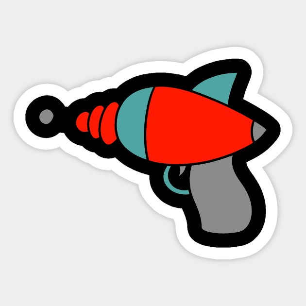 Red Alien Gun Sticker by saradaboru